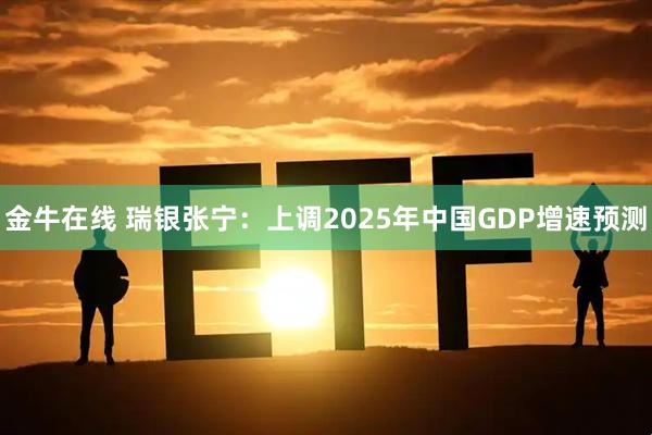 金牛在线 瑞银张宁：上调2025年中国GDP增速预测